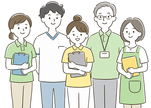 一人で抱え込まないチームケアの様子